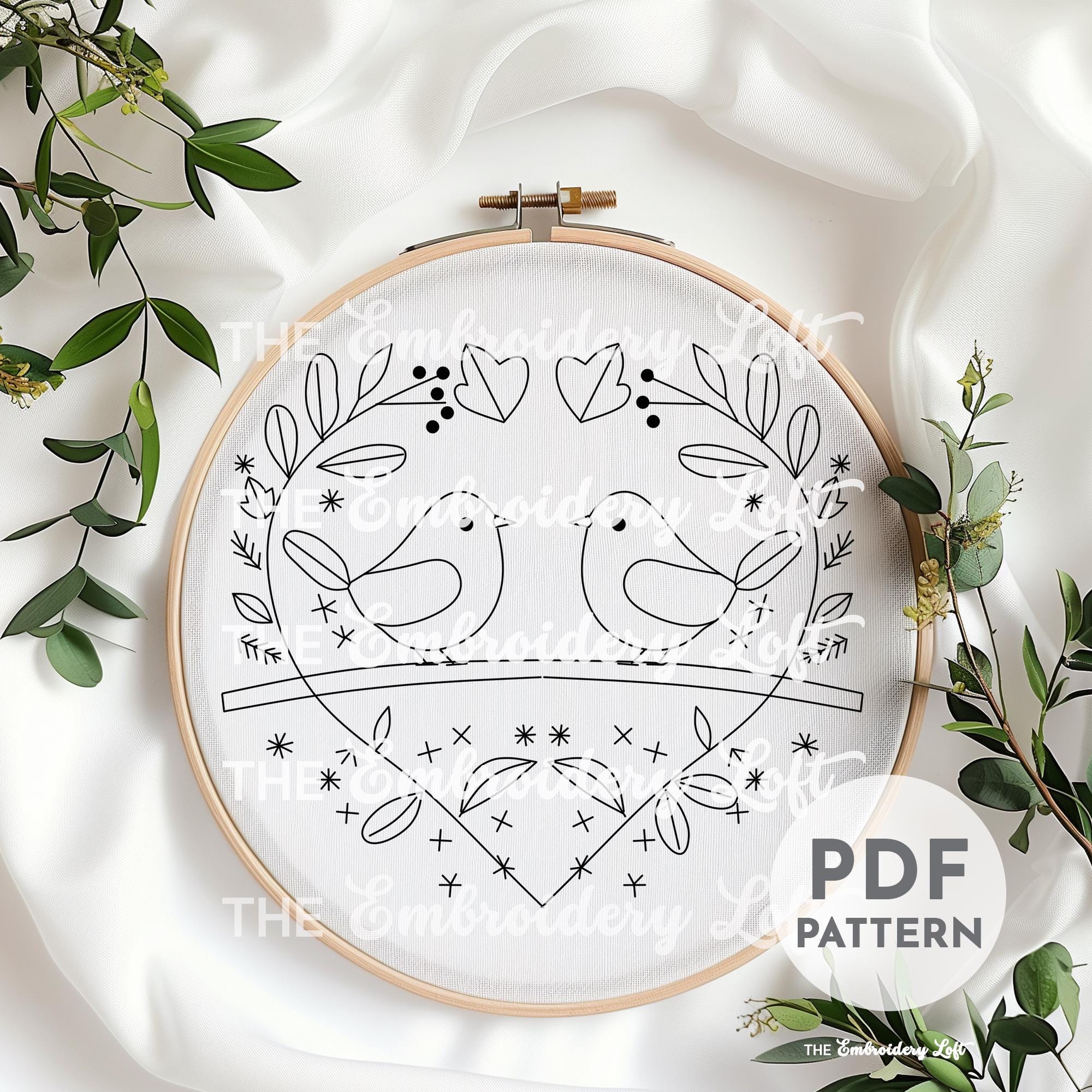 Love Birds Hand Embroidery Pattern