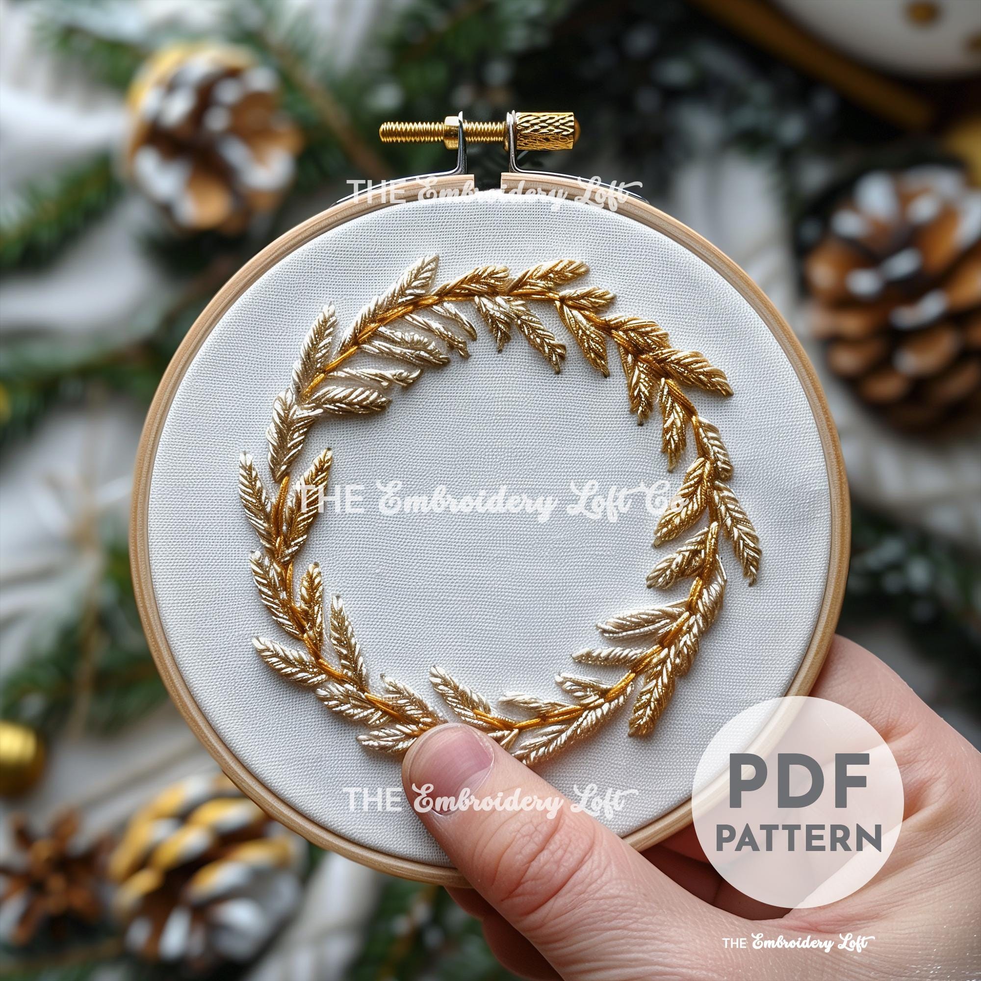 Twelve Days of Christmas, Golden Ring Hand Embroidery Pattern