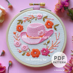 Pink Cowgirl Hat Hand Embroidery Pattern