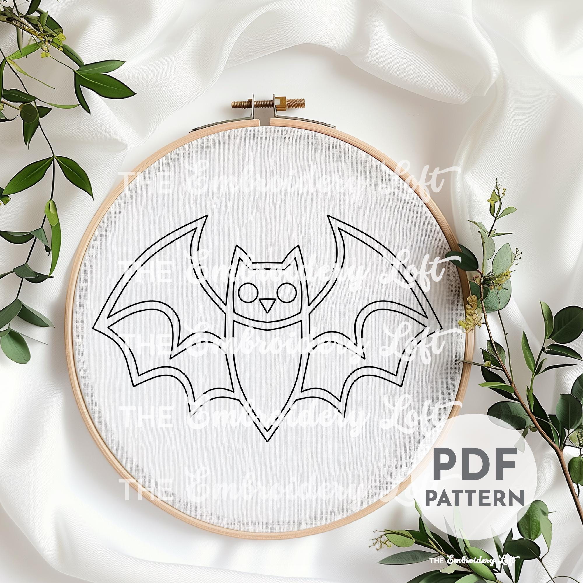 Retro Halloween Bat Hand Embroidery Pattern