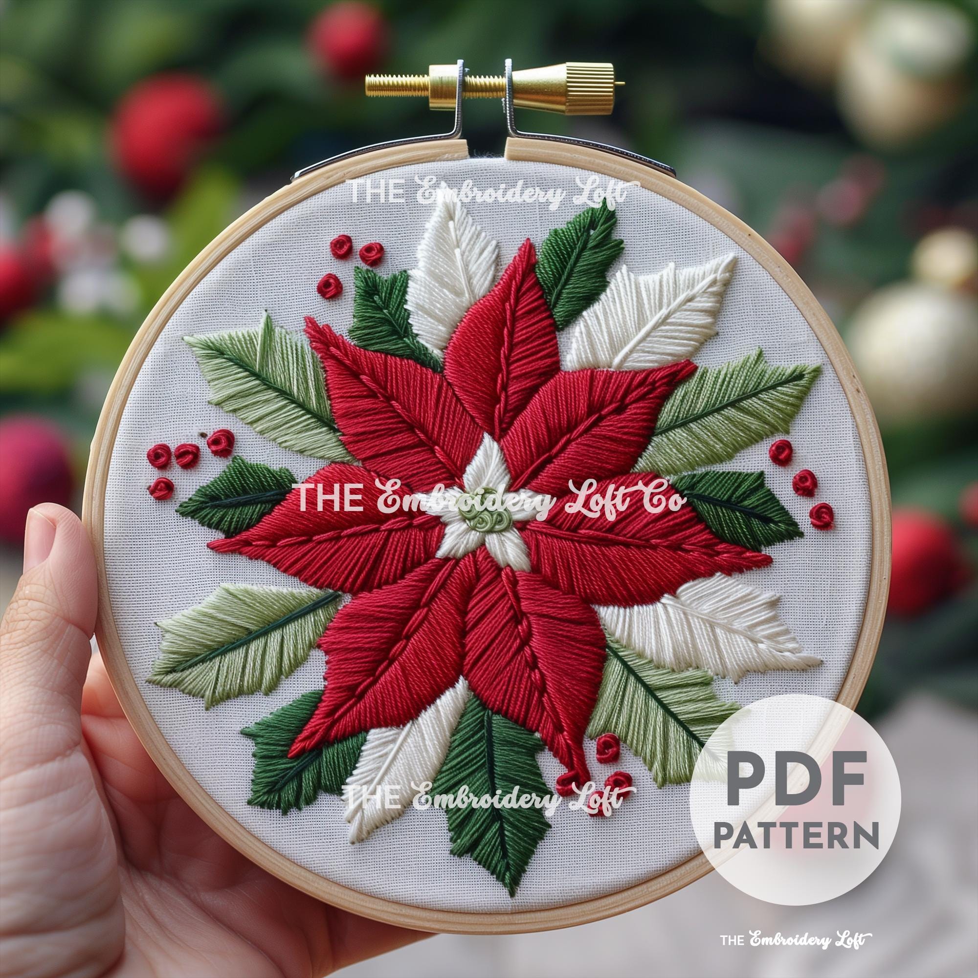 Poinsettia Hand Embroidery Pattern