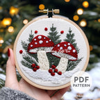 Winter Mushrooms Hand Embroidery Pattern