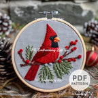 Red Cardinal Hand Embroidery Pattern