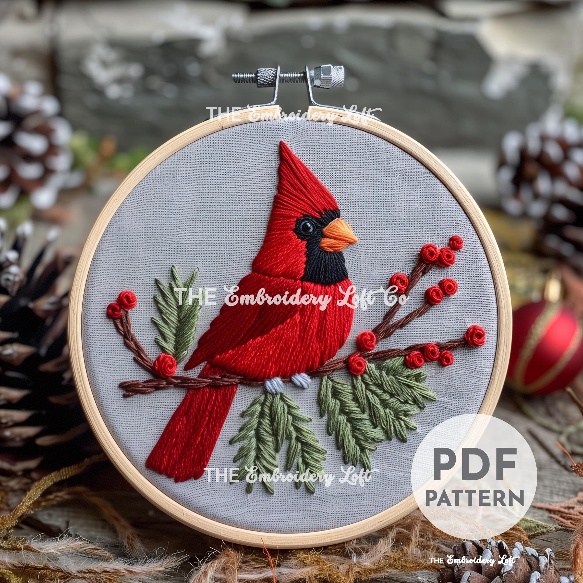 Red Cardinal Hand Embroidery Pattern