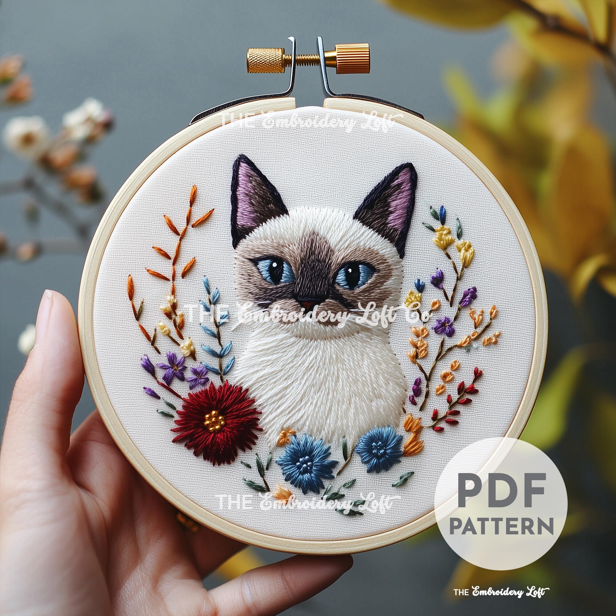 Siamese Cat Hand Embroidery Pattern