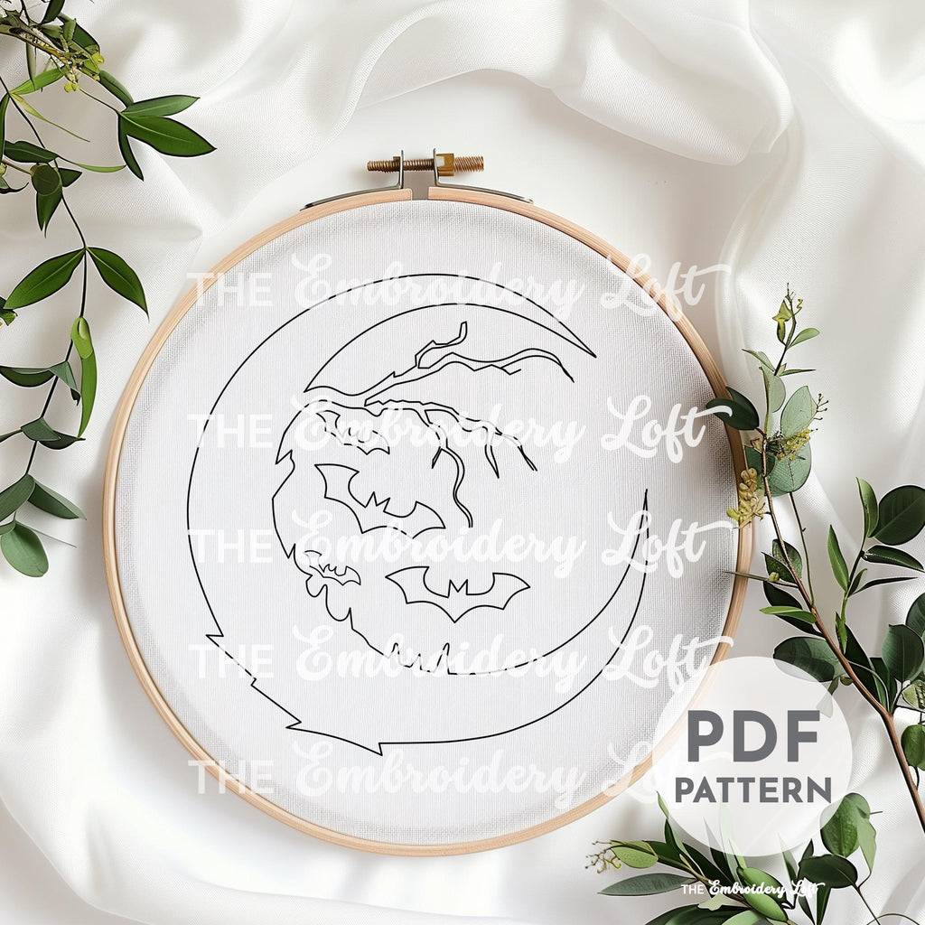 Spooky Moon Hand Embroidery Pattern