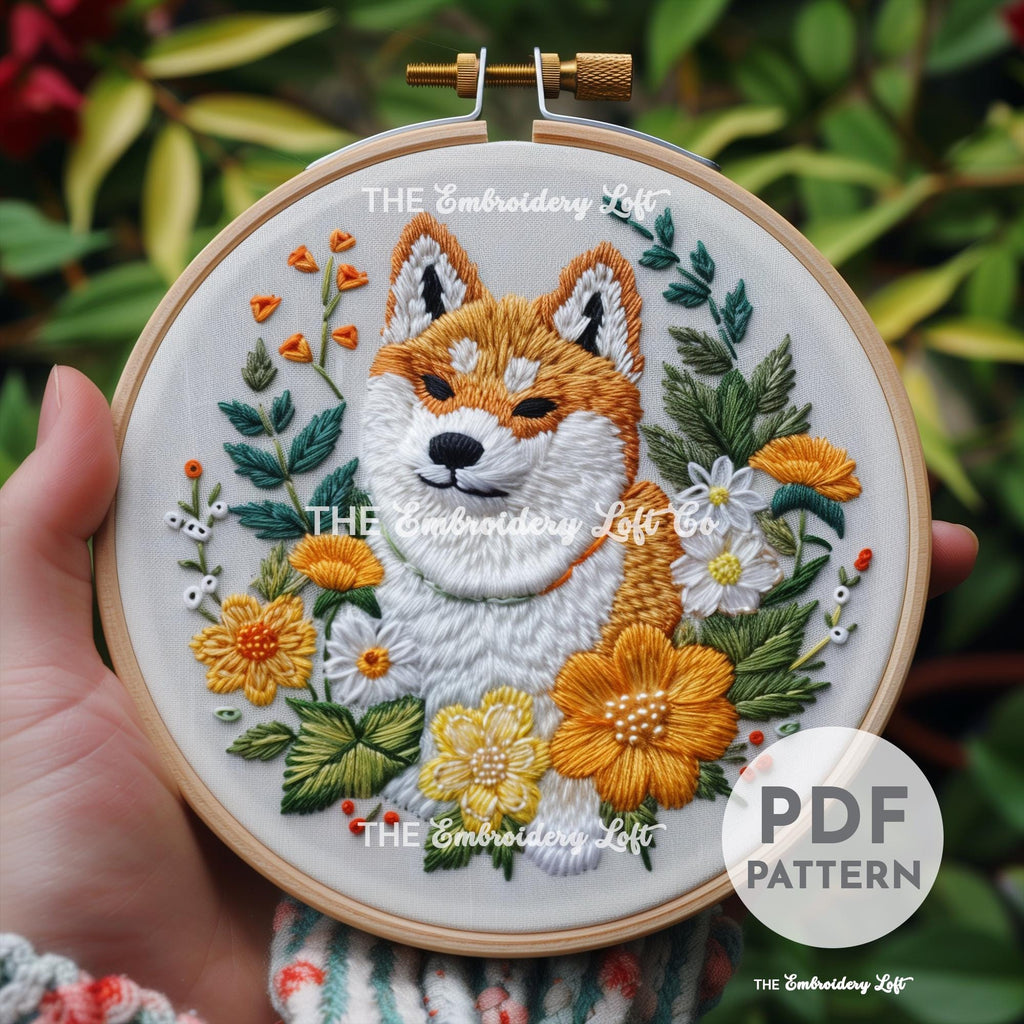 Shiba Hand Embroidery Pattern