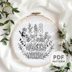 Basket of Wildflowers Hand Embroidery Pattern