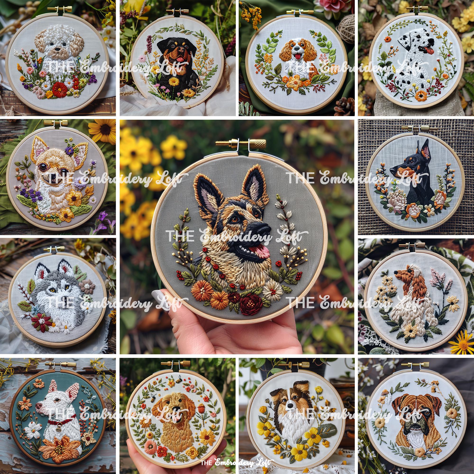 MINI COLLECTION, Dogs Hand Embroidery Pattern Collection, Current and Future Designs, Lifetime Access, Hand Embroidery, Embroidery PDF