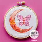 Celestial Butterfly Hand Embroidery Pattern