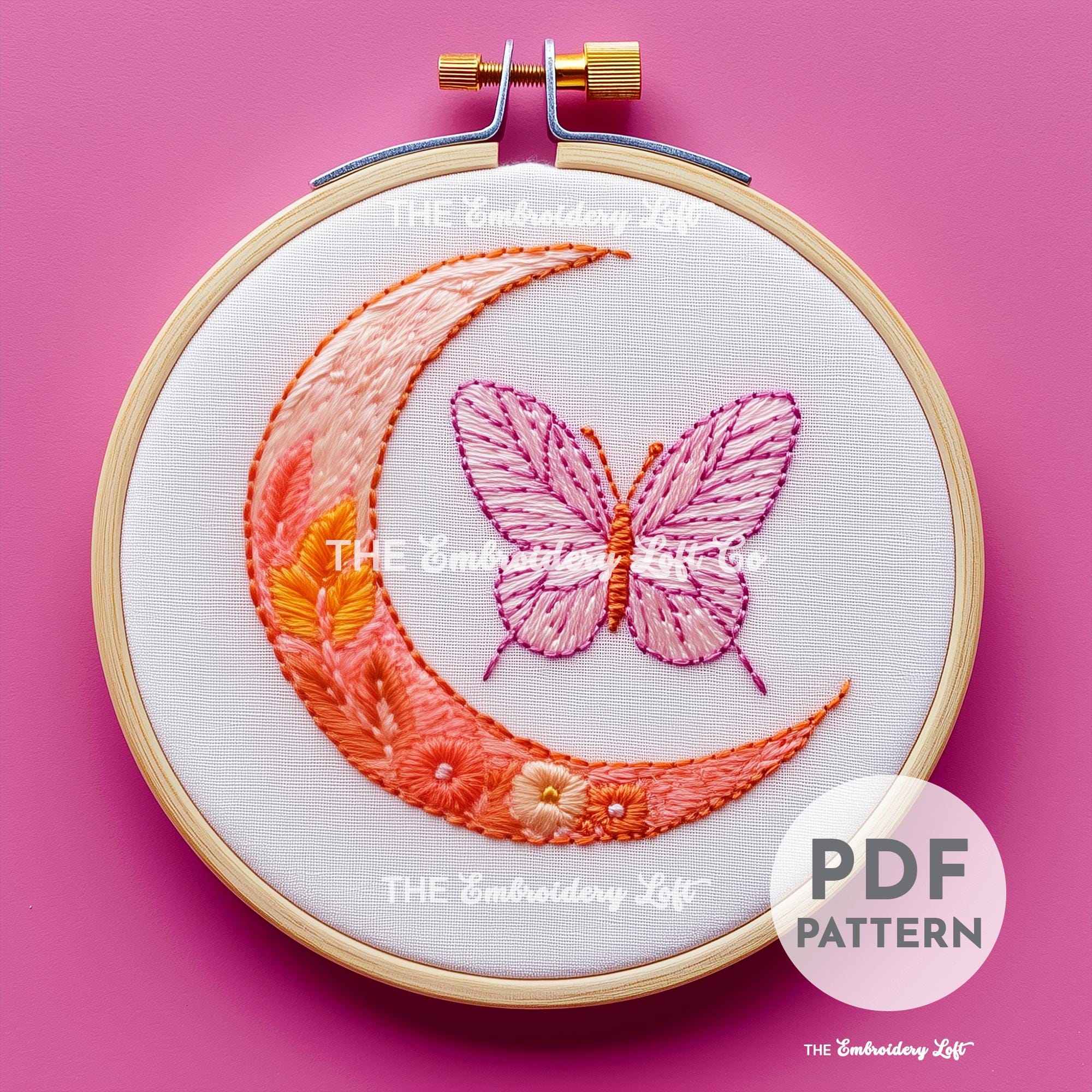 Celestial Butterfly Hand Embroidery Pattern